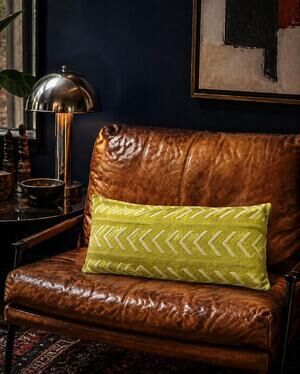 NWT Magaschoni Home Citron Arrow Cotton Lumbar Pillow 12x24